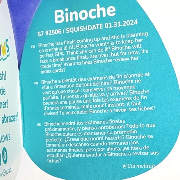 BINOCHE 🦌 FTM Blue & White Fur Belly Girly Goth Squad Original Squishmallow NWT - Picture 4 of 8